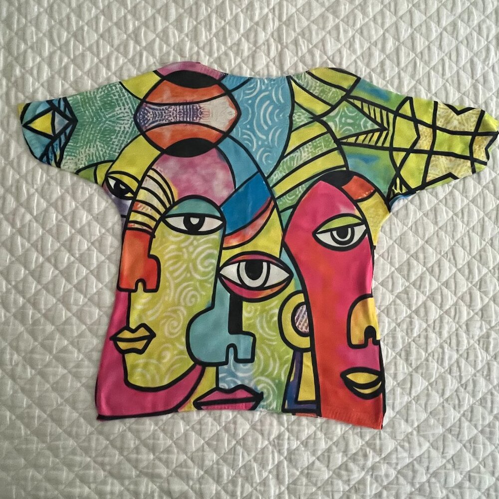 Pablo Picasso Inspired Knit Tunic Sweater Dress with Dolman Sleeves One Size